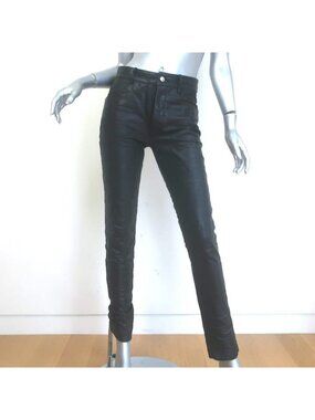 Rick Owens Fogachine Tyrone Leather Skinny Pants Black Size US 4
